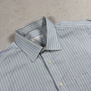 Ermenegildo Zegna Dress Shirt Mens 43/17 Blue Micro Striped Cotton Button Up